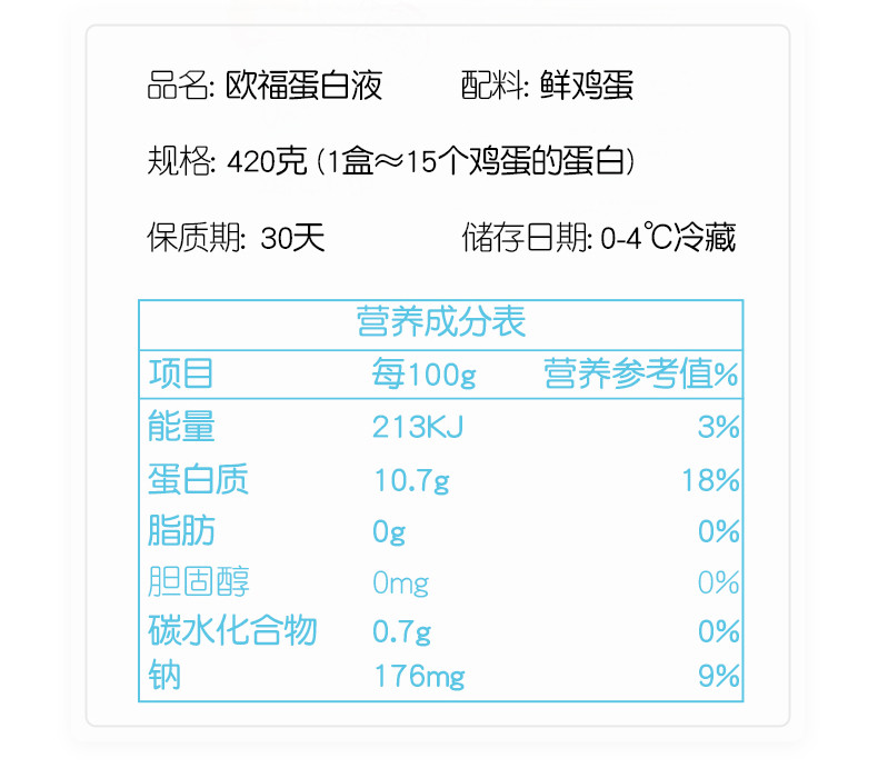 欧福 蛋白液420g