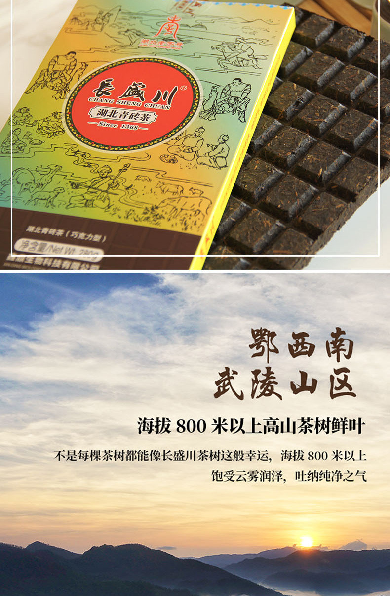 长盛川 巧克力型青砖茶黑茶便携式