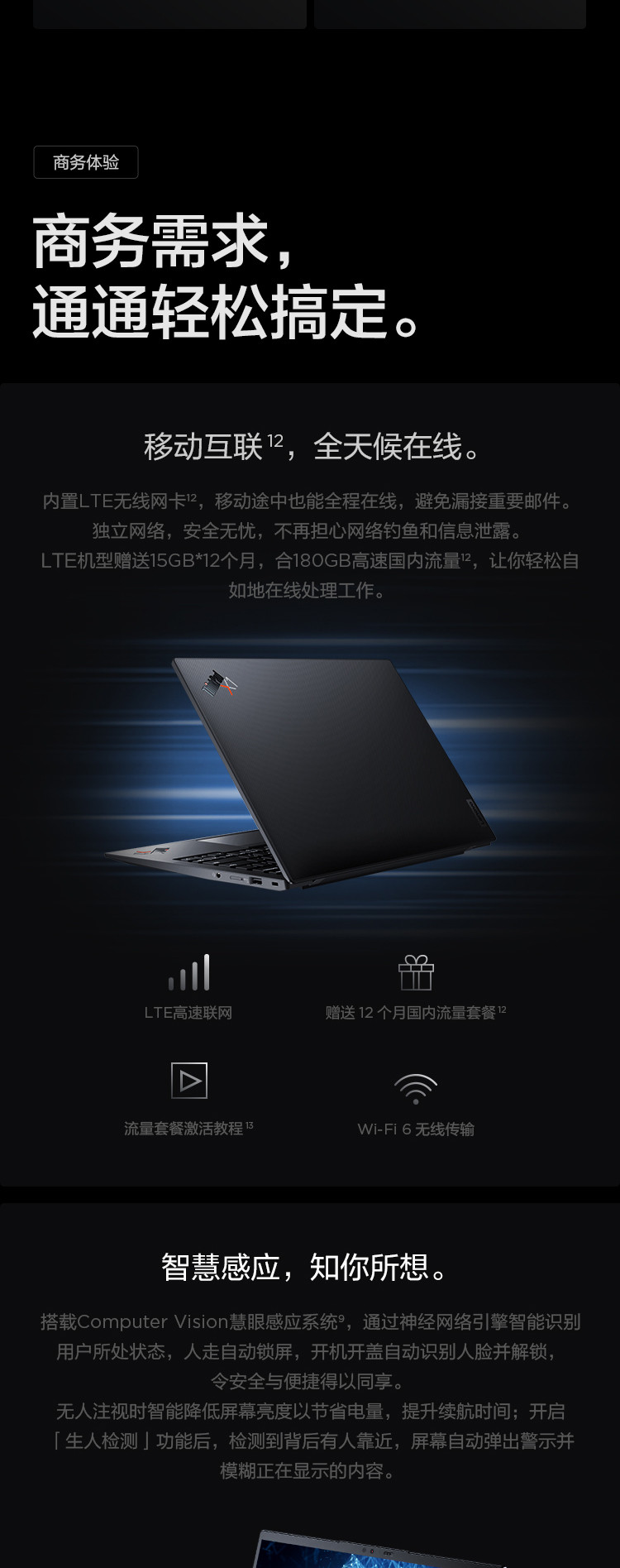 Thinkpad X1 Carbon 2022 I5 16G 512G 2.2K屏商务办公笔记本电脑