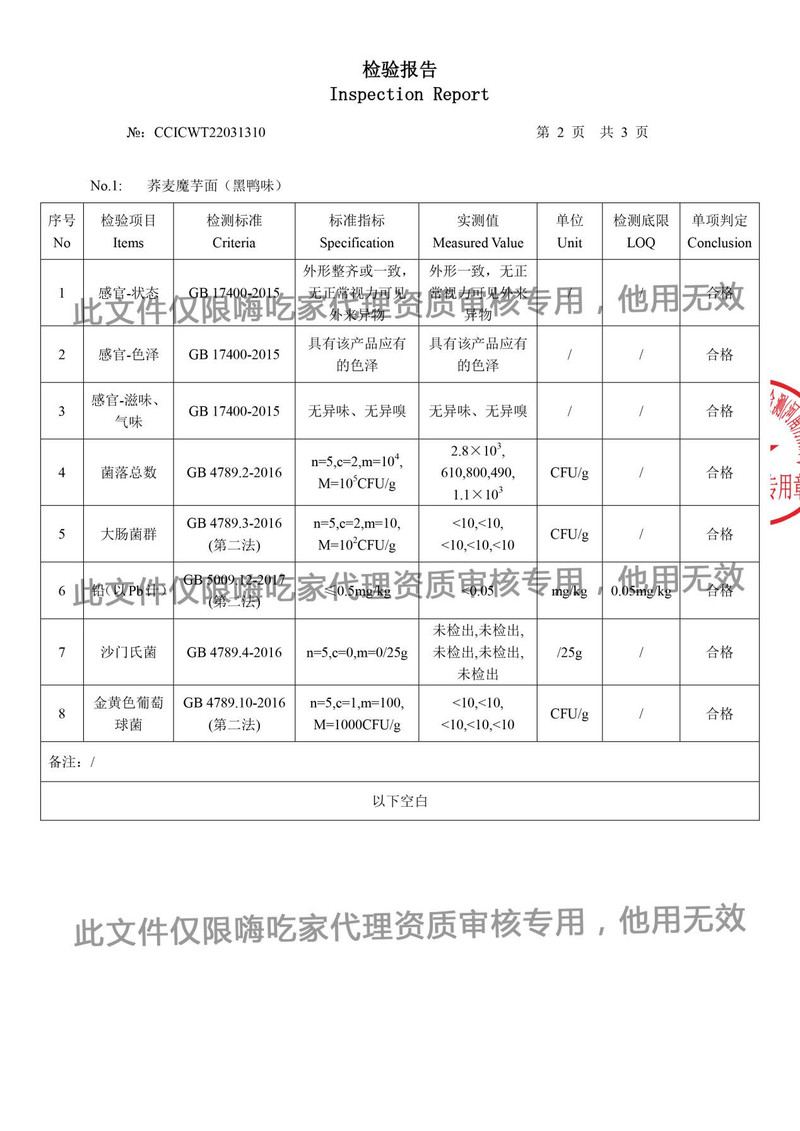 嗨吃家荞麦魔芋面78g*12袋