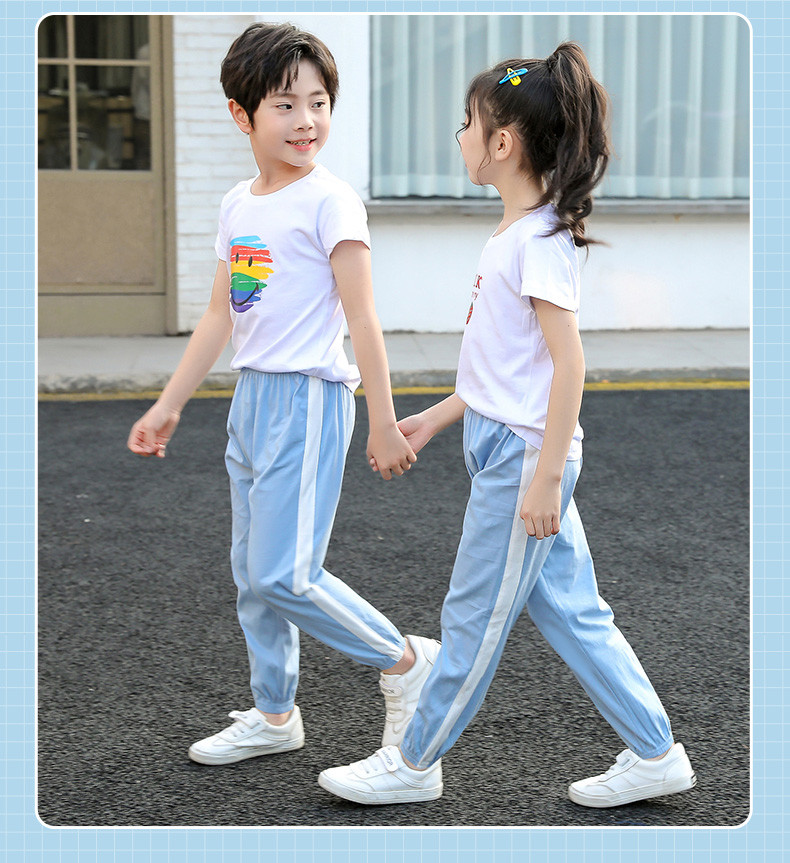 俞兆林 儿童夏季薄款防蚊条纹运动裤