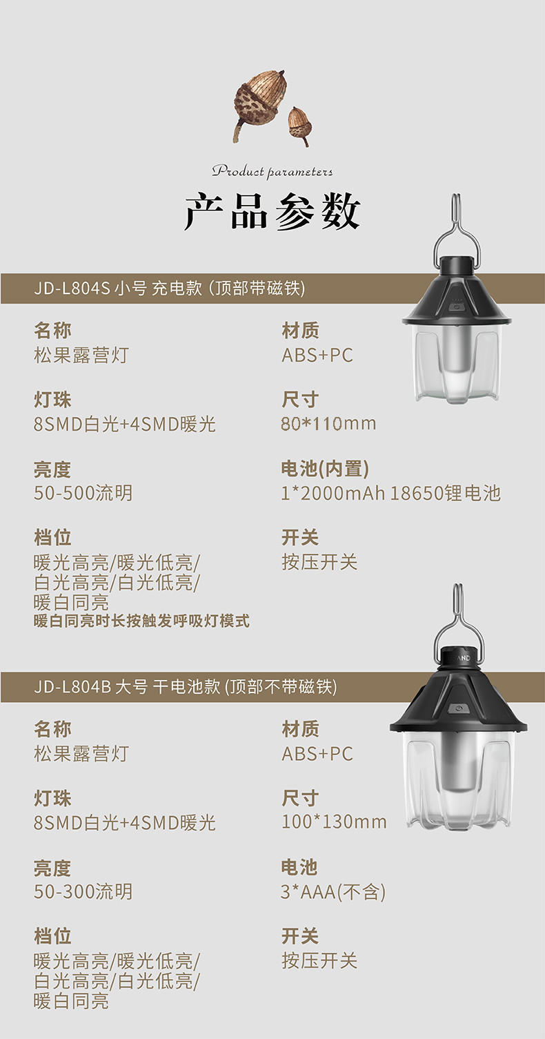 徽羚羊 露营松果灯 电池款