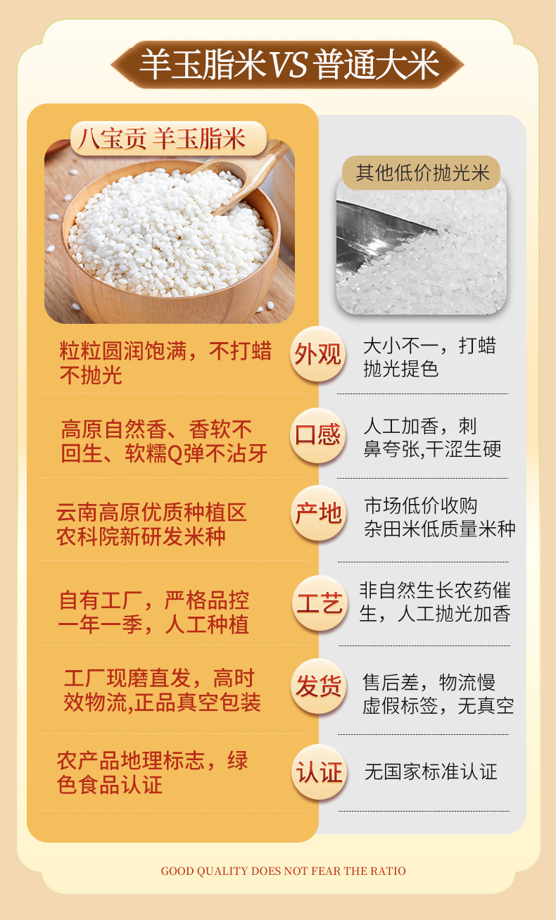 八宝贡 云南大米高原羊玉脂米云粳香软米一季稻新米真空包装
