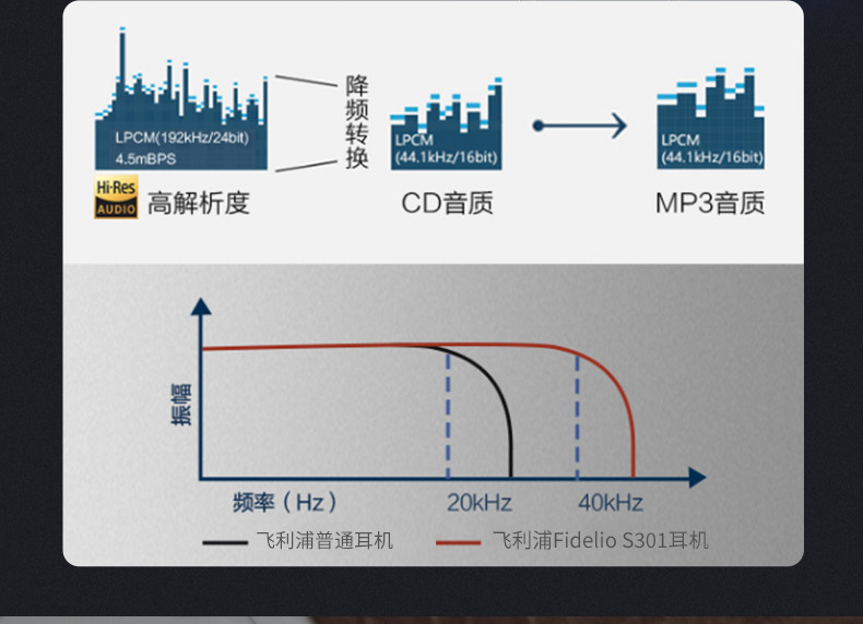 飞利浦 S301 有线入耳式HiFi耳机动圈加动铁发烧音乐高保真耳机