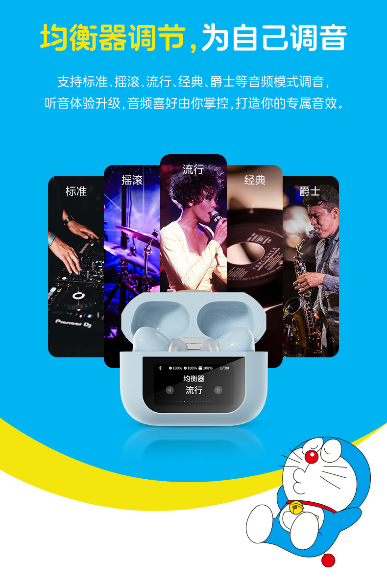 洛克 ROCK A5 Pro 智能屏ANC主动降噪蓝牙耳机