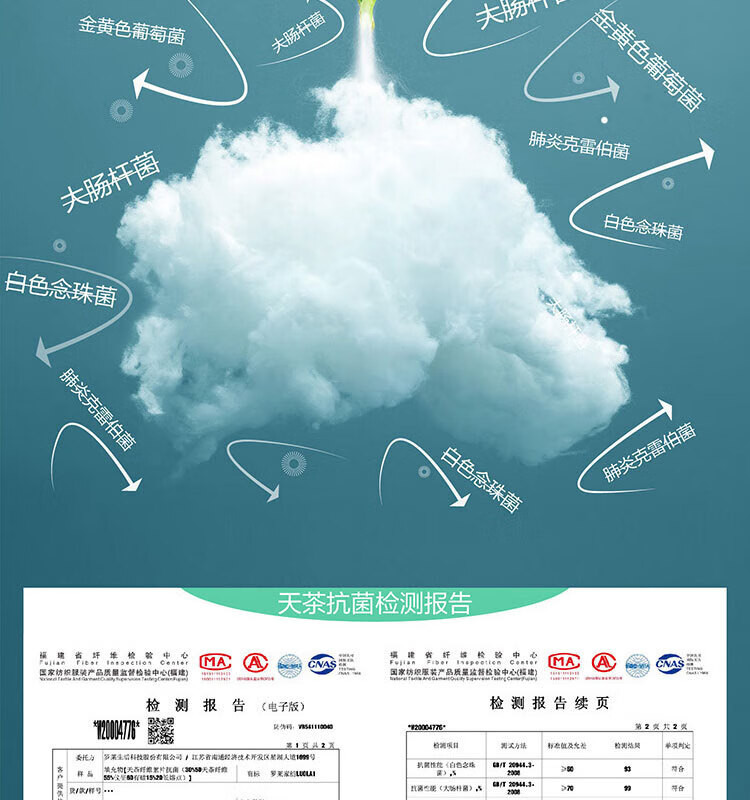 罗莱家纺 天茶抗菌四季被