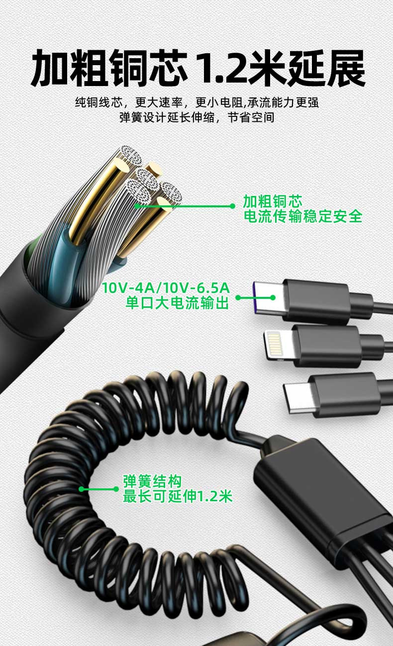 纽曼（Newmine)/车载充电器快充点烟器充电器一拖二车充快充车载充电器自带一拖三快充线SX311