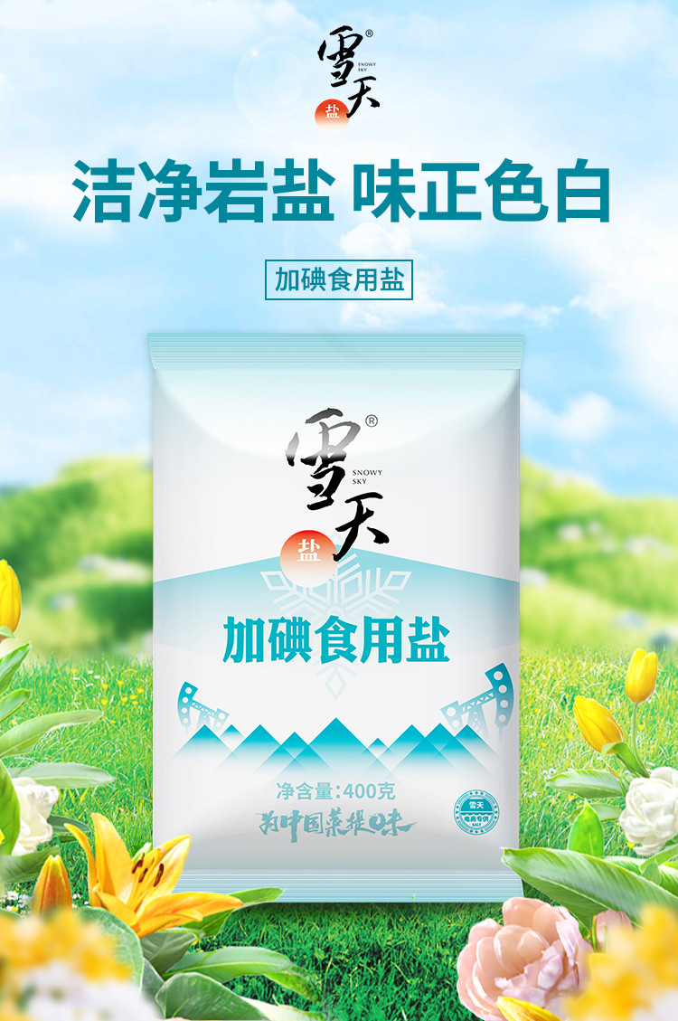  雪天盐 4包400g加碘食用盐