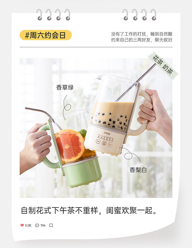 ZMOR 养生壶家用多功能办公室小型mini煮茶器迷你烧水壶花茶壶全自动蒸煮炖多功能R10