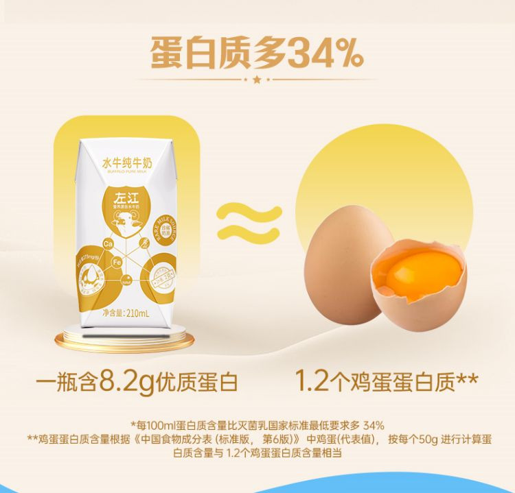  左江 水牛纯牛奶 210ml*10盒/箱 真正做到配料表干净 无添加