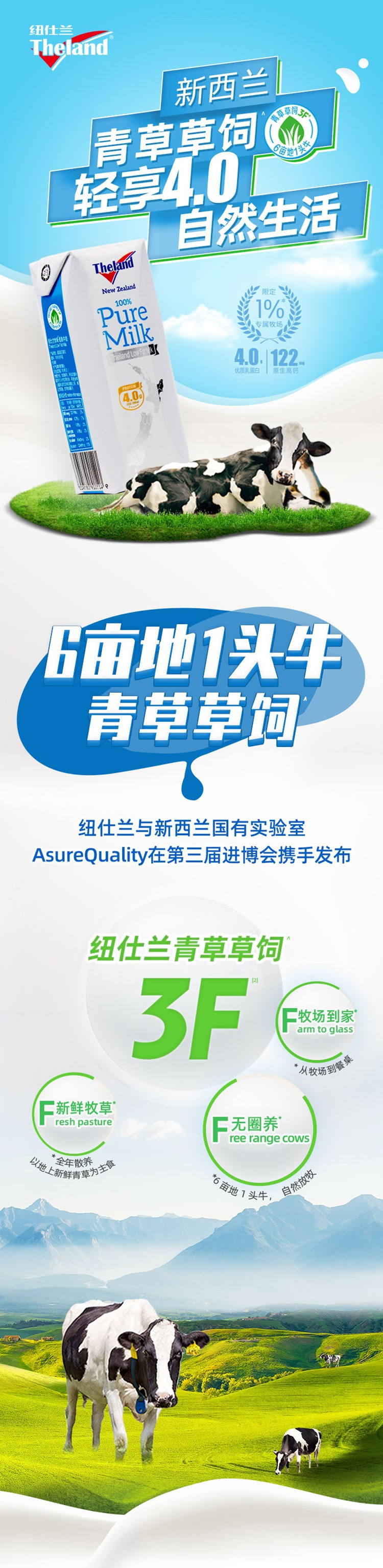 纽仕兰 4.0g新西兰进口低脂纯牛奶 250ml*24盒/箱