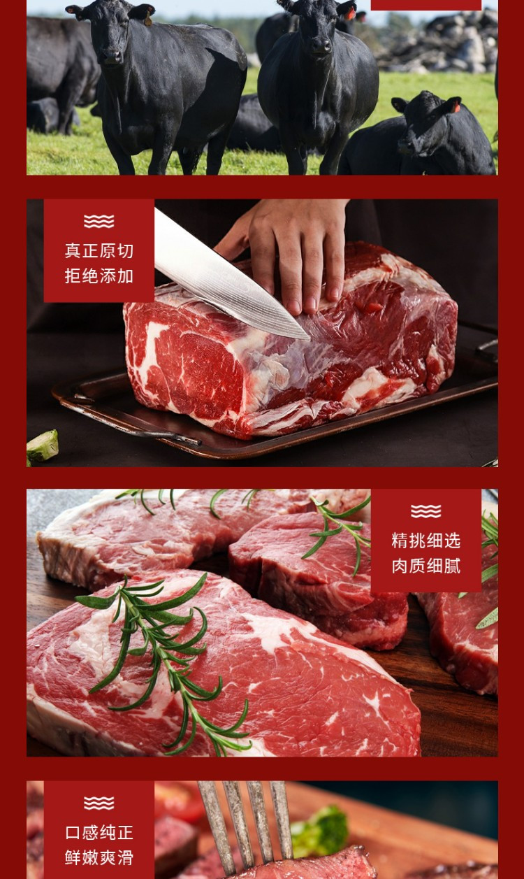 橙心有礼 牛肉牛排598型礼盒2200g 牛腩块牛肉粒 西冷上脑 眼肉