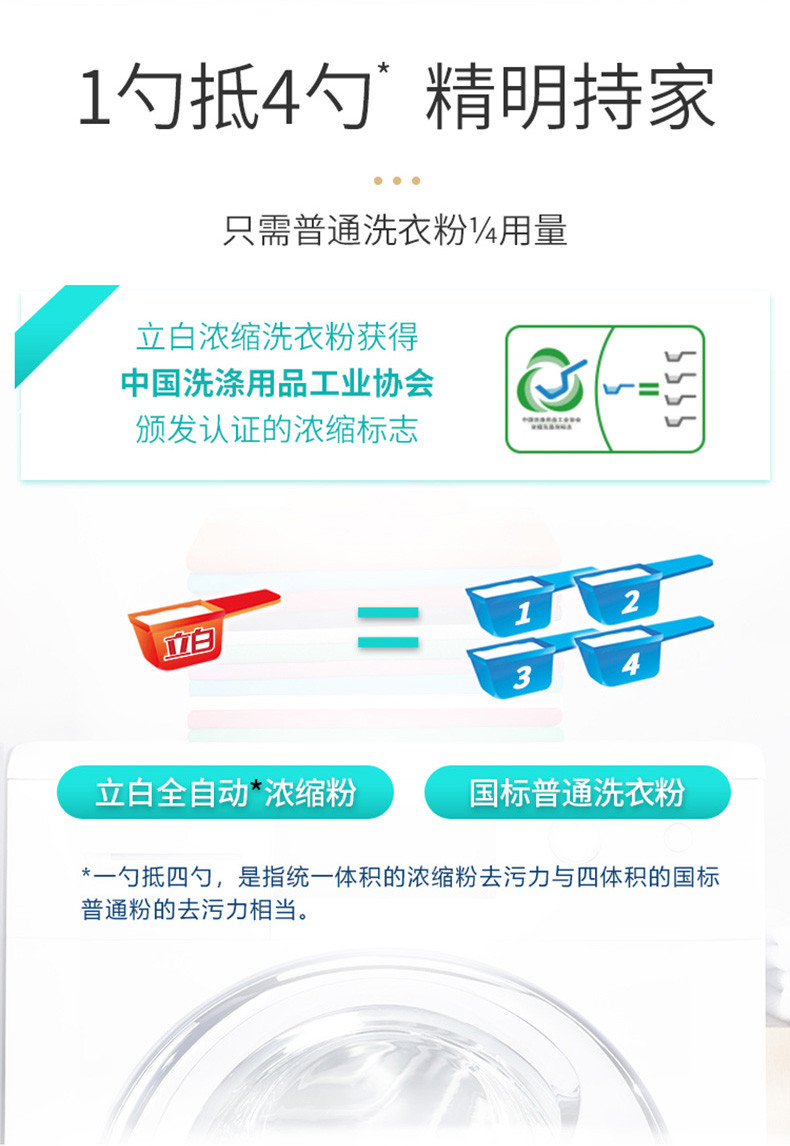 立白全自动浓缩洗衣粉家用去渍去污机洗易漂无残留1.8kg桶装带勺