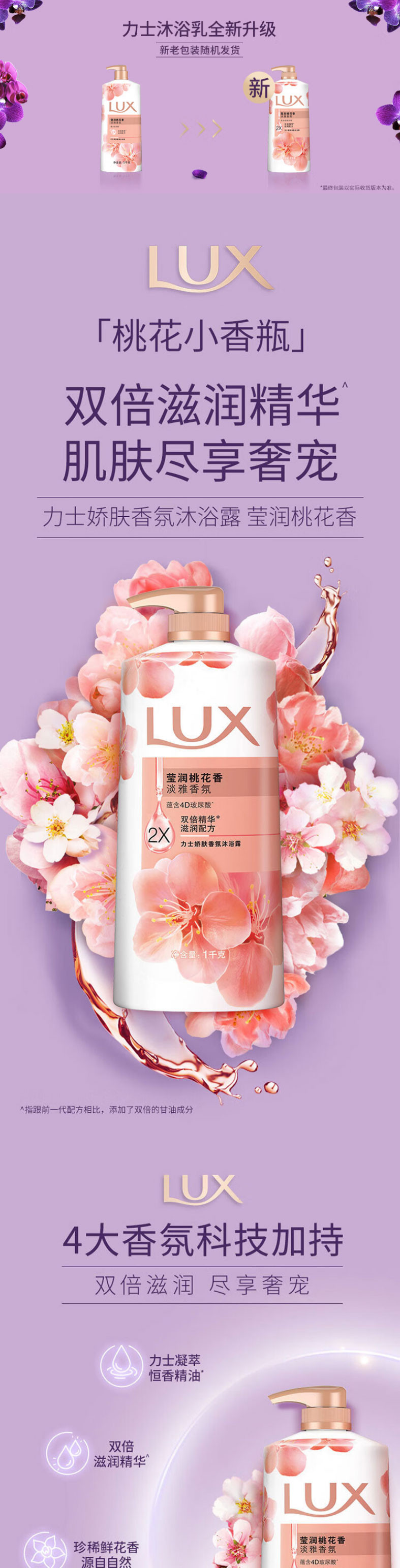 力士/LUX 娇肤香氛沐浴露莹润桃花香1kg