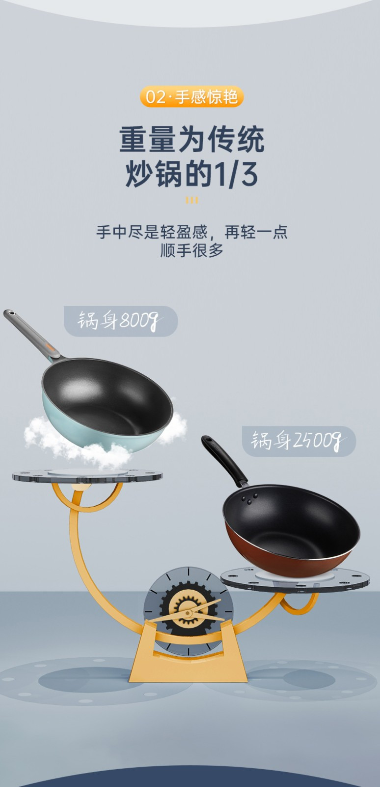 炊大皇/COOKER KING 炊大皇/COOKER KING  女士超轻煎炒锅不粘平底锅30CM 麦饭石色 CKNC6430BF