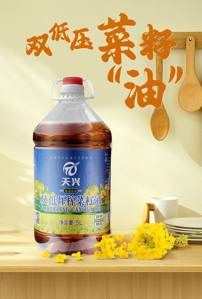 天兴 菜籽油低温压榨清香菜籽油冷榨5L优质菜籽原料食用醇香