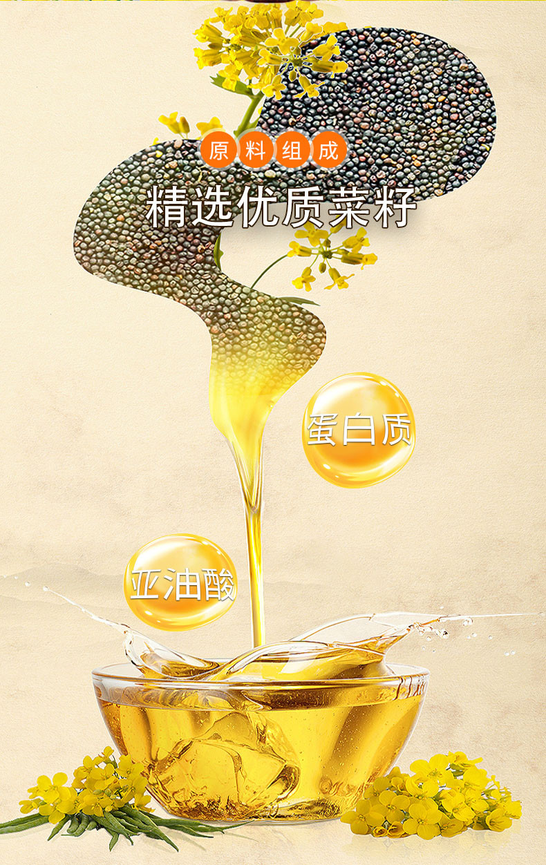 天兴 菜籽油低温压榨清香菜籽油冷榨5L优质菜籽原料食用醇香