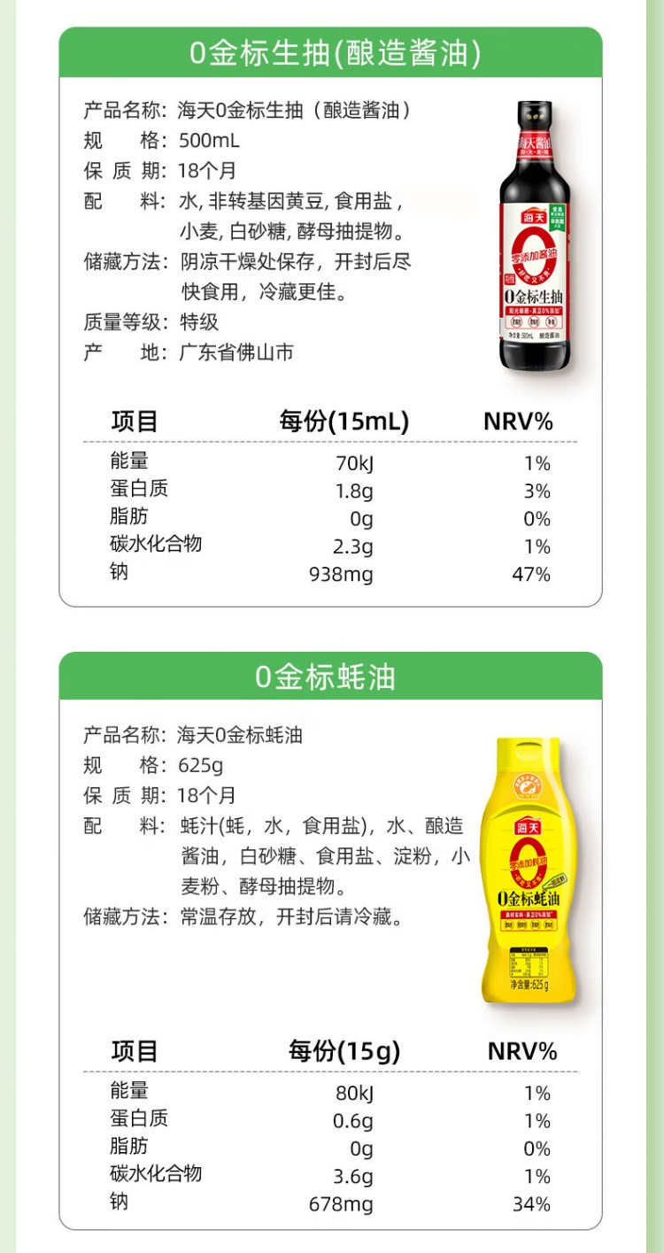 海天 0添加礼盒轻量装  1500ml+625克