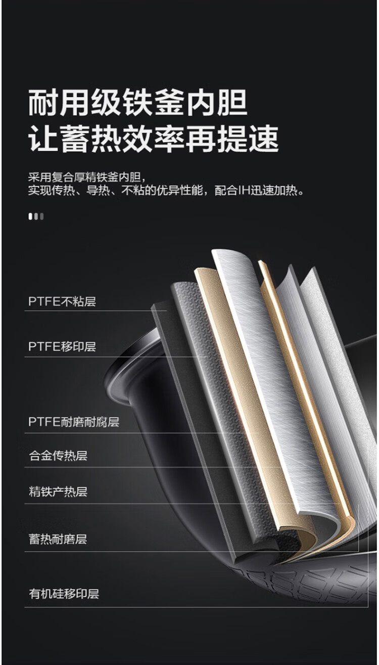 美的 电饭煲家用IH加热智能多功能4L升预约煮饭锅HF40C9-FS一级能效上盖可拆微压沸腾精铁釜胆