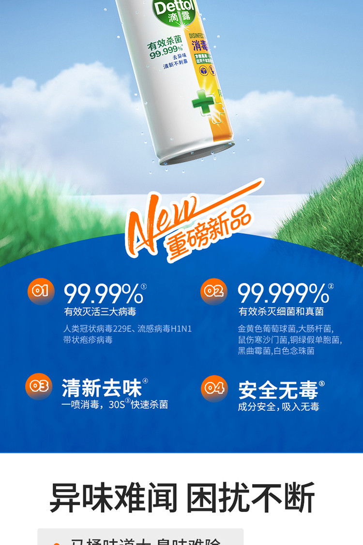 滴露/Dettol 消毒喷雾阳光柑橘454ml(340g)