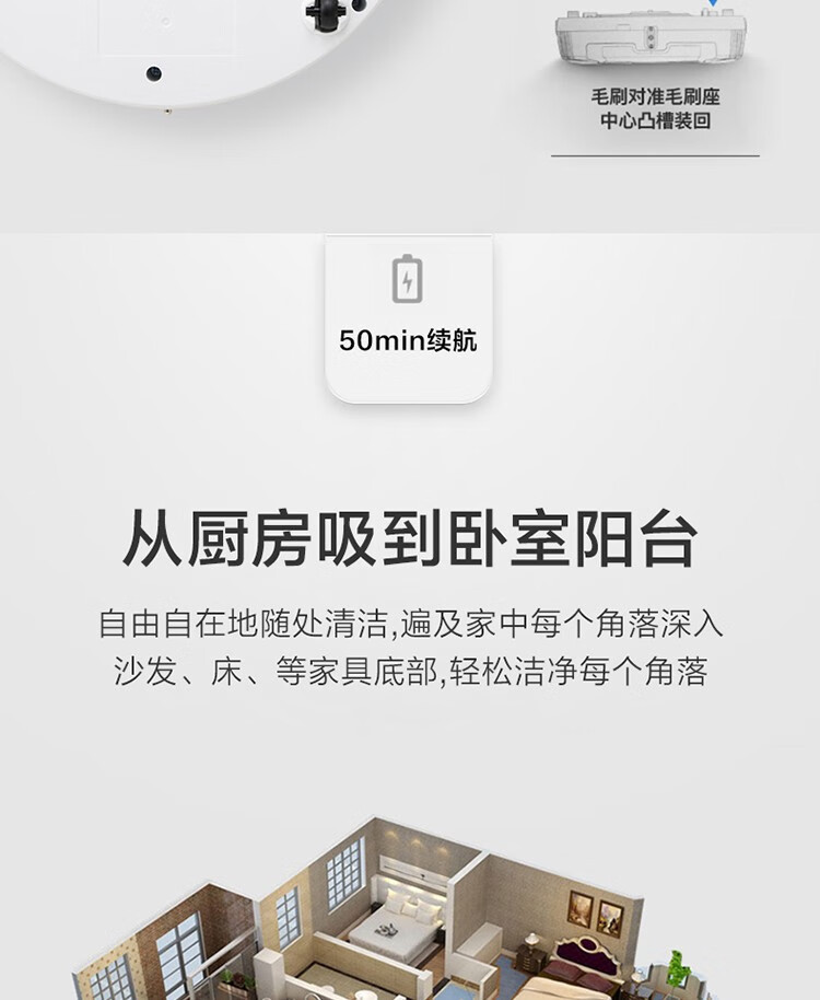 美的/MIDEA 美的/MIDEA 扫吸一体 全自动超薄规划路线 遥控控制 智能扫地机器人Q5