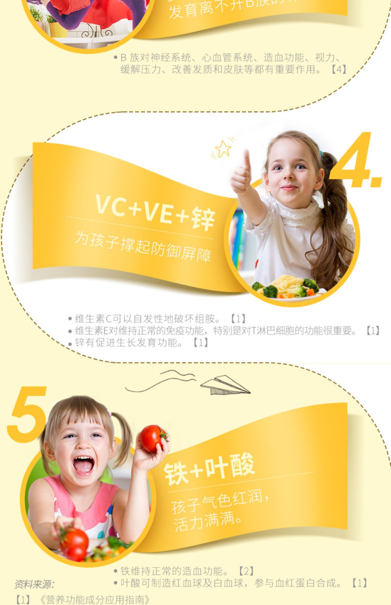 康恩贝多种维生素咀嚼片儿童复合补充小孩VC钙铁锌b族叶黄素60粒