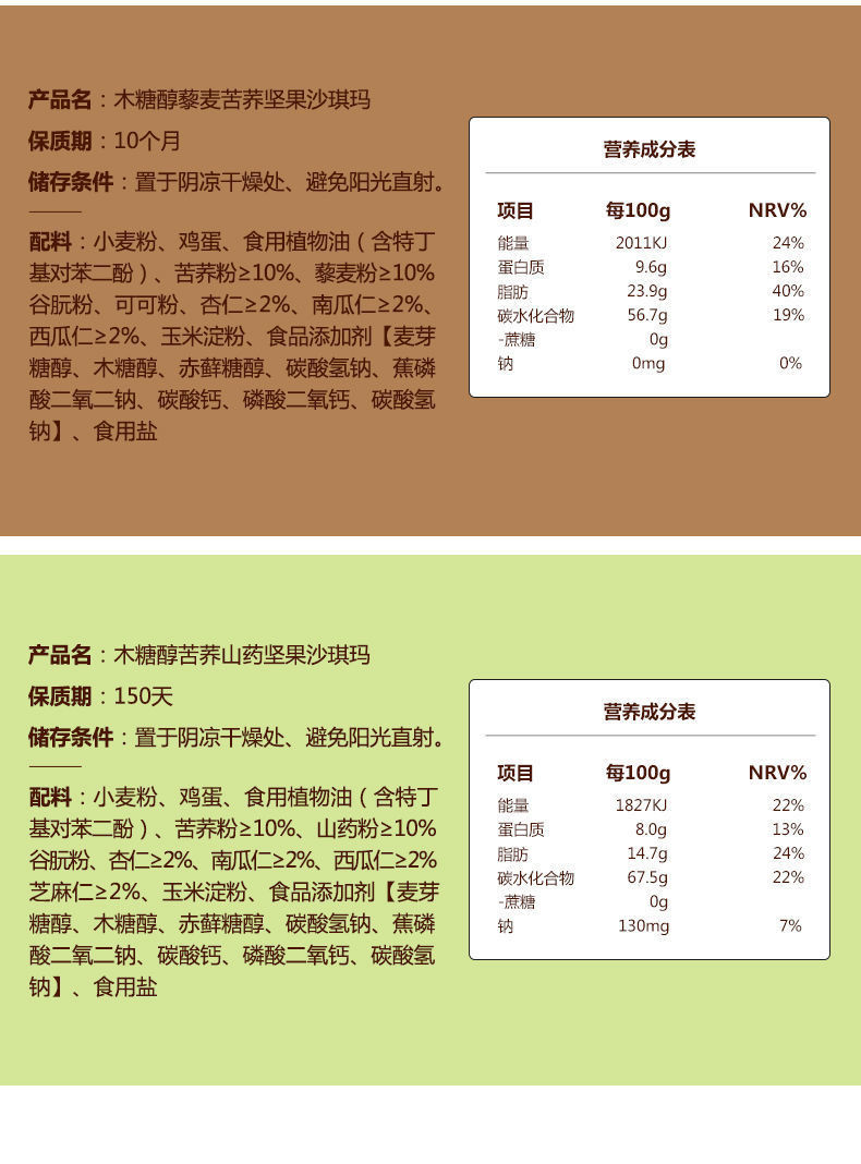 金品福 无蔗糖苦荞坚果沙琪玛400g软糯木糖醇早餐休闲健康零食糕点