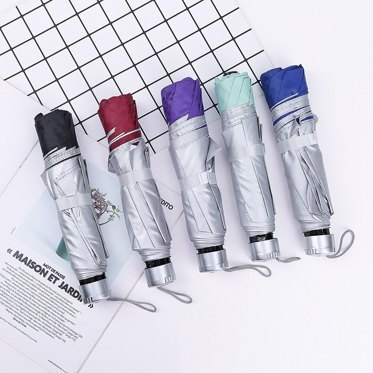 腾强飞雨 创意三折倒杆银胶伞便携遮阳防紫外线方便太阳伞男女学生专用