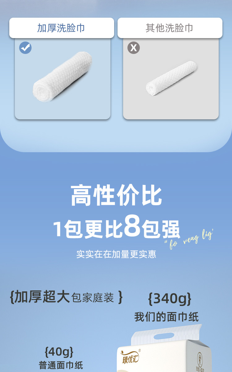 臻优汇 超大包130抽悬挂式抽取洗脸巾一次性洁面擦脸干湿两用洗面巾