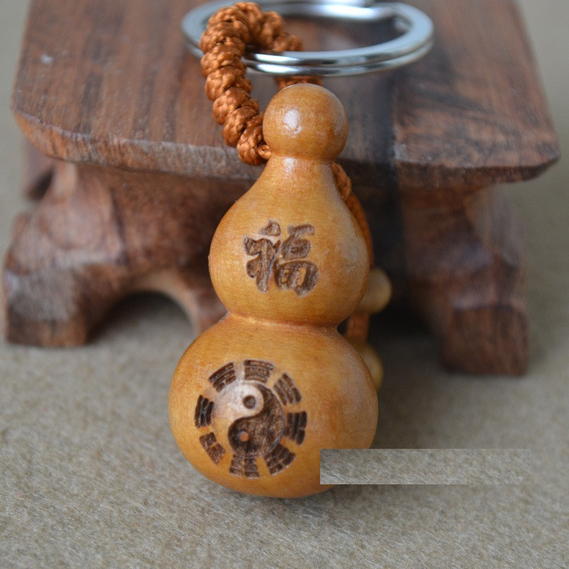奥熙 新品天然桃木葫芦1对钥匙扣雕刻十二生肖端午节日葫芦挂件小礼品
