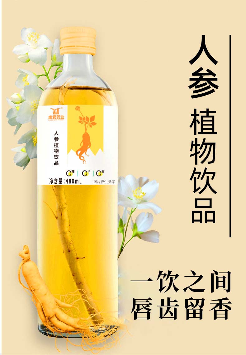 鹰君 整根人参饮料480ml/瓶人参饮品功能饮料休闲健康网红产品