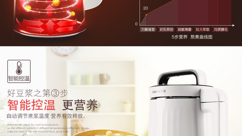 九阳(Joyoung) 多功能家用豆浆机全自动破壁免滤冷热分区1.3L辅食果汁米糊机DJ13R-G1