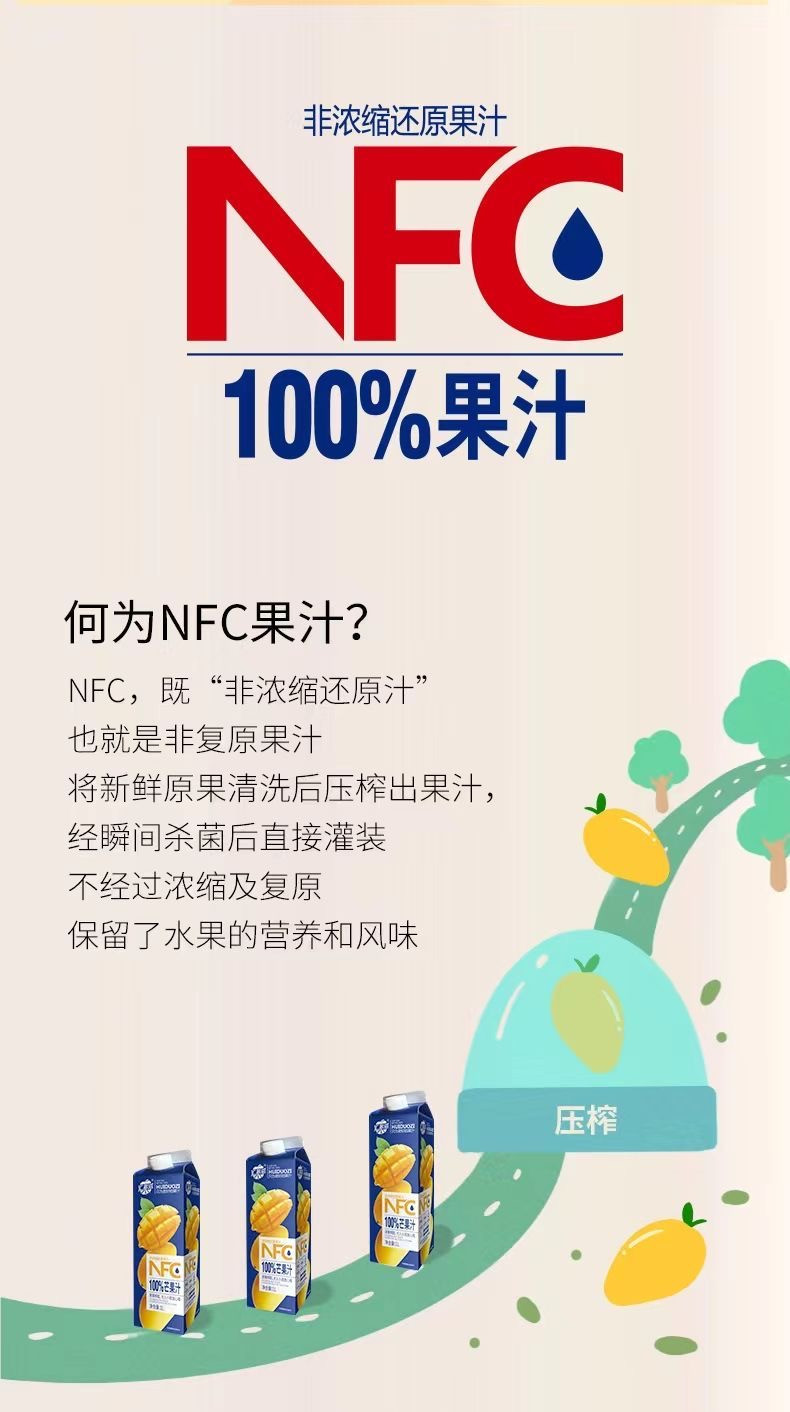 汇多滋 100%NFC苹果汁芒果汁原果榨取非浓缩饮品饮料1L*2瓶 2瓶