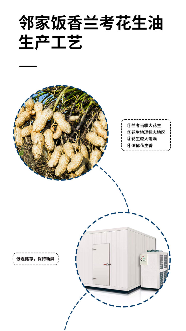 邻家饭香 压榨一级浓香花生油 5L/瓶  [广东省内包邮]