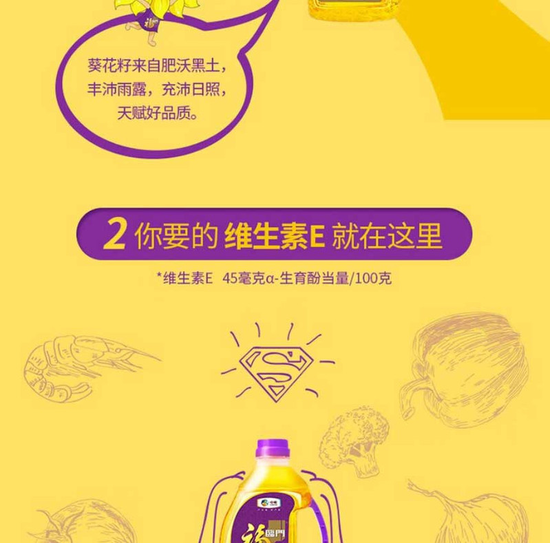 福临门 葵花籽油1.8LX6瓶 压榨一级充氮保鲜食用油