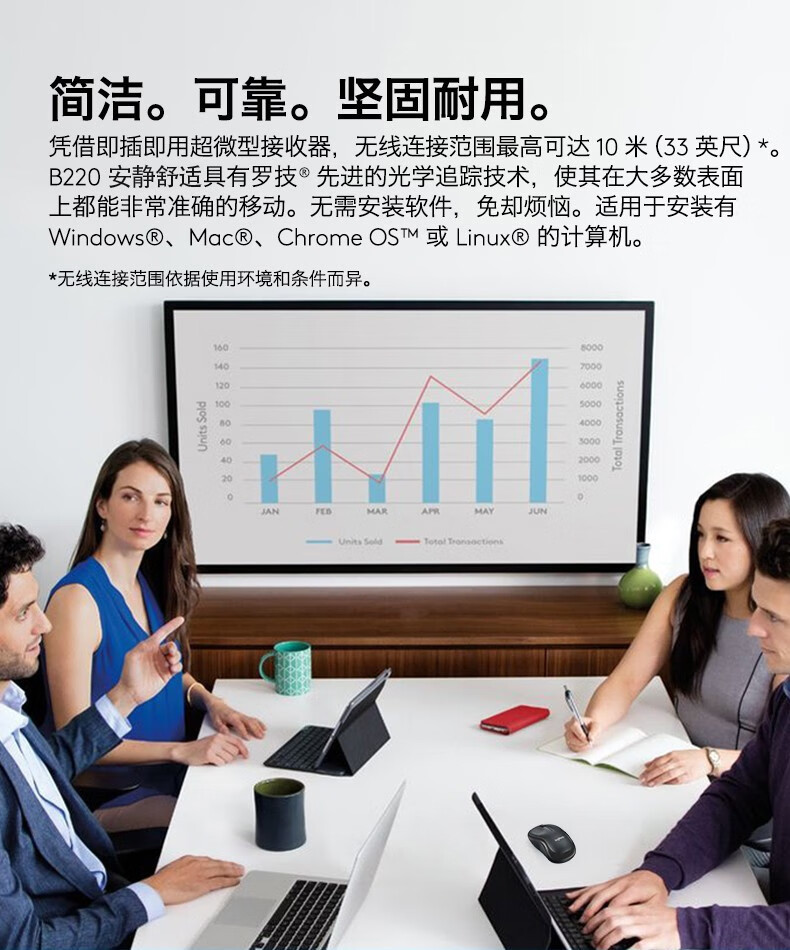 罗技/Logitech 罗技B220 静音无线鼠标企业版(黑色) 默认规格