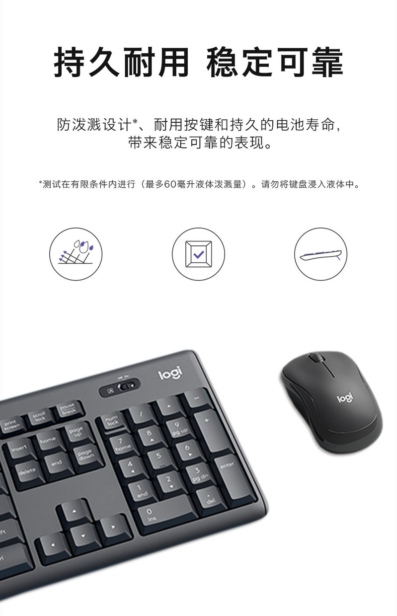 罗技/Logitech MK295 无线静音键鼠套装 默认规格