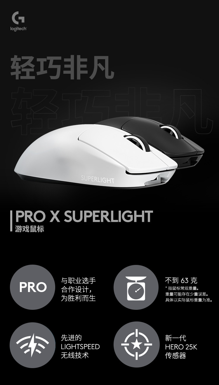 罗技/Logitech 罗技G PRO X 无线游戏鼠标 默认规格
