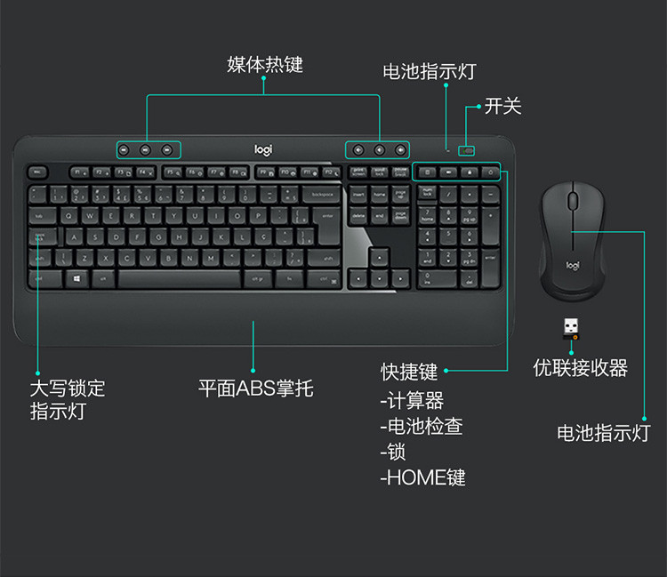 罗技/Logitech MK540 无线键鼠套装 默认规格