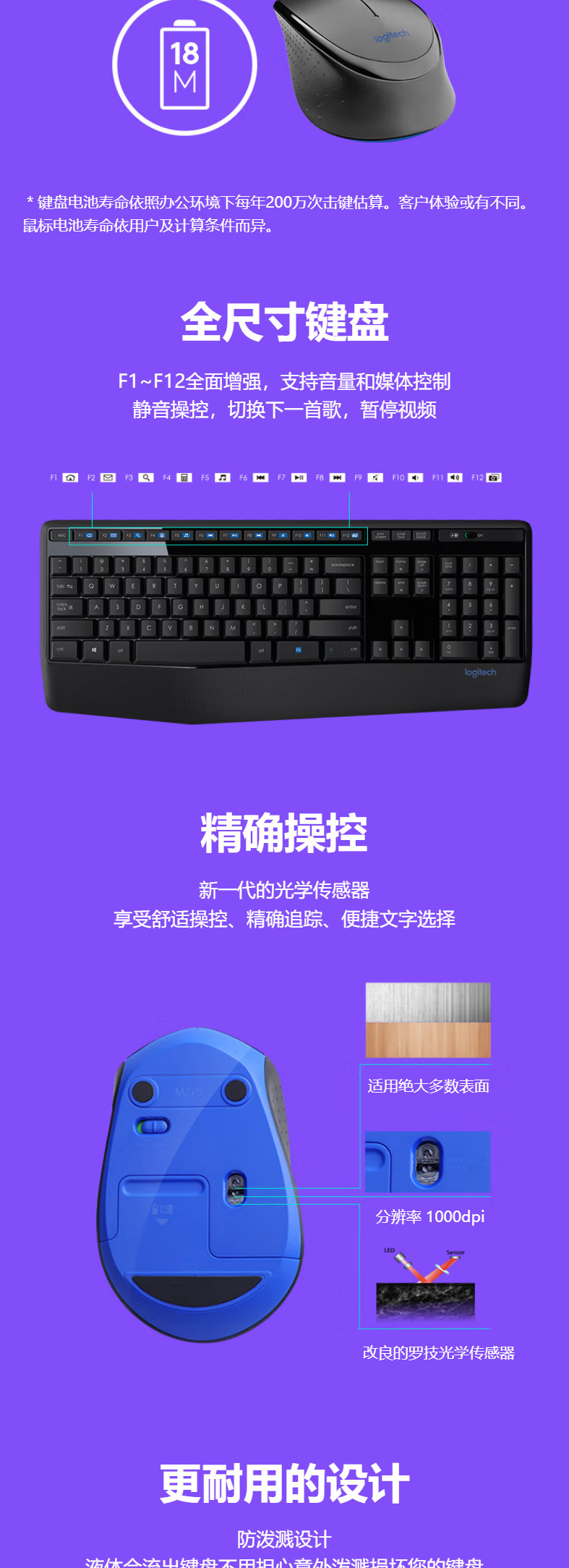 罗技/Logitech MK345 无线键鼠套装 默认规格