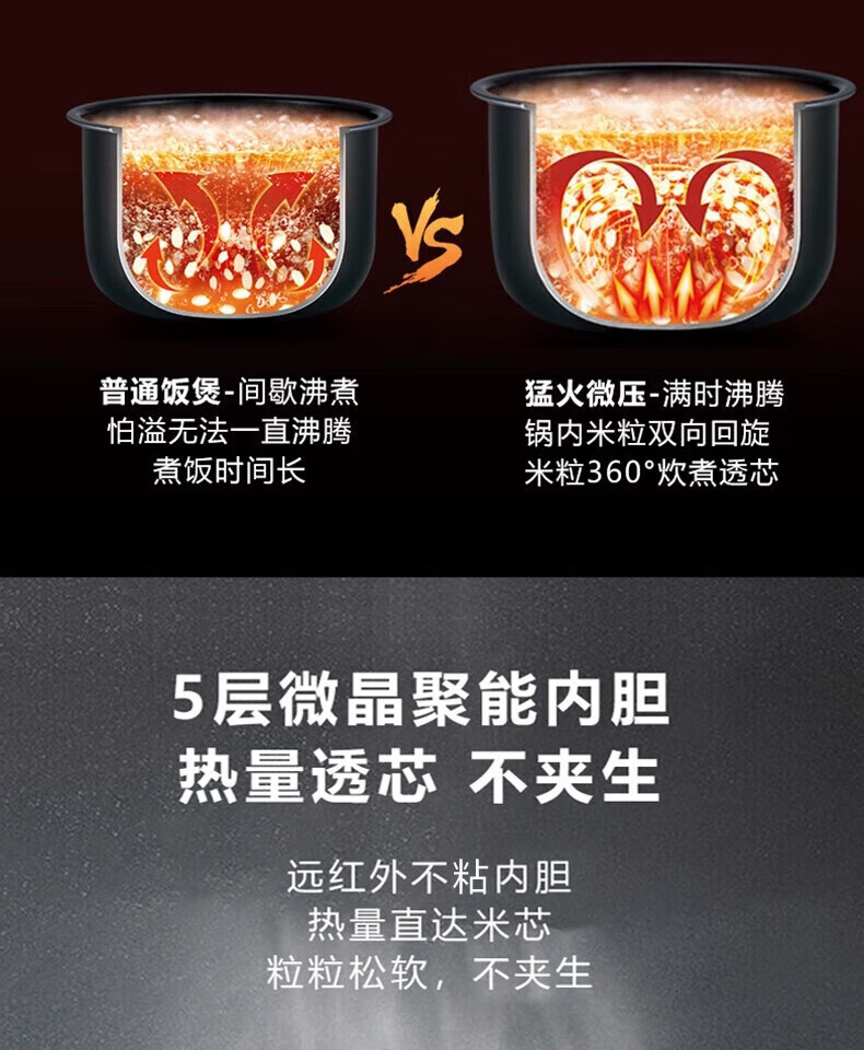 美的 电饭煲4升大容量MB-FB40XQD61微压焖香快速饭