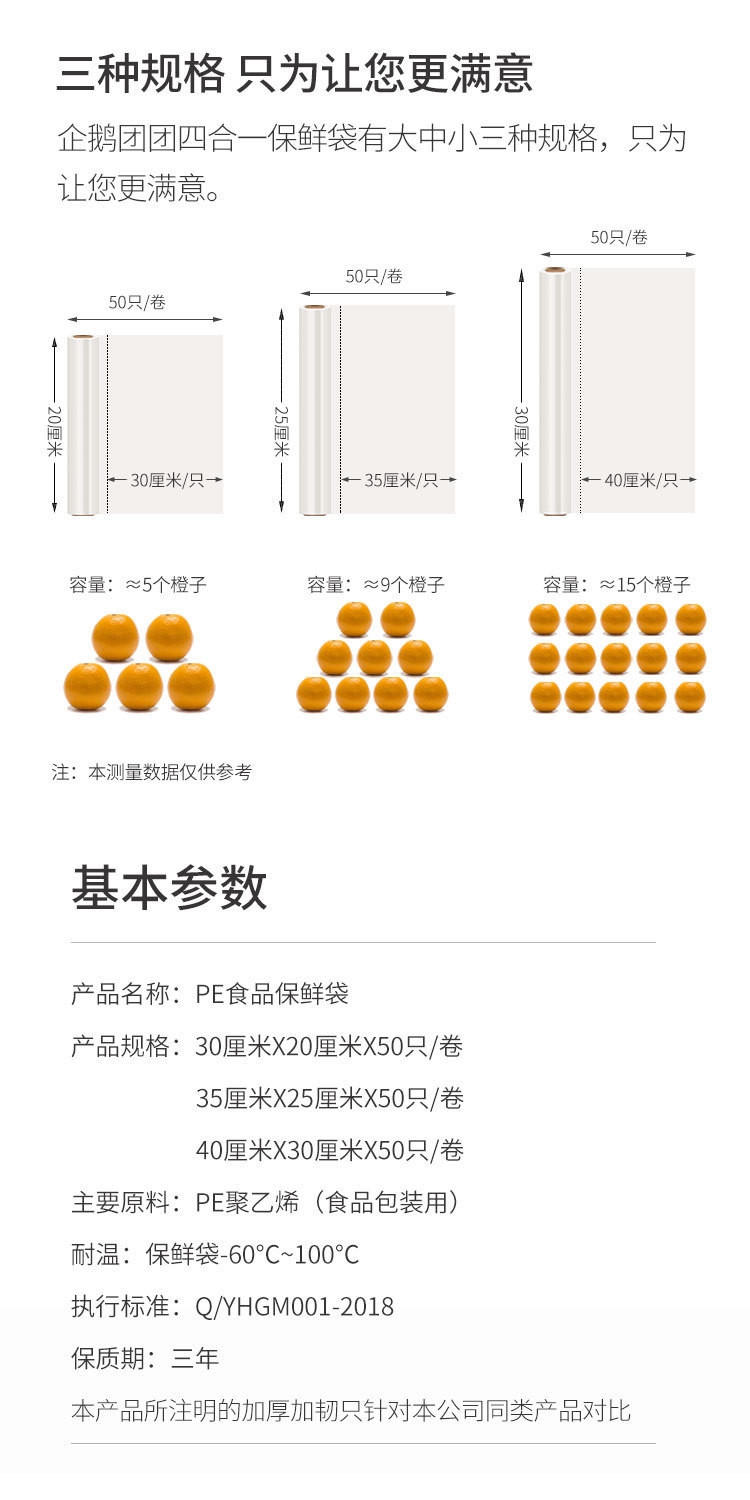  【2组劵后16.8元】 企鹅团团 点断式保鲜袋三合一组合装