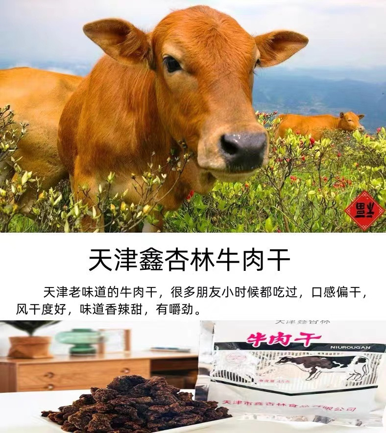 津门李向 【天津特产5袋券后46.9】鑫杏林牛肉干香辣风味风干牛肉粒肉脯怀旧零食