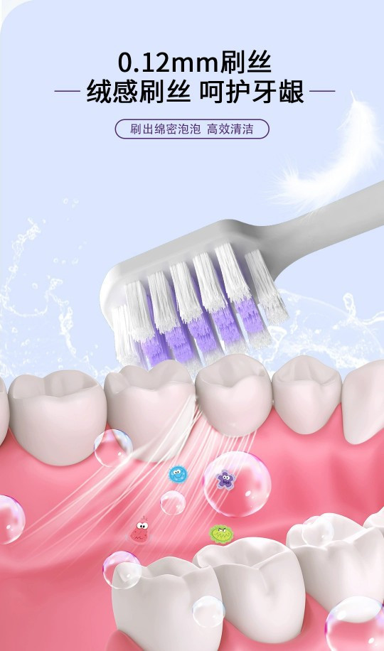 三只装成人软毛牙刷方孔高密卓效净白梦幻紫牙刷