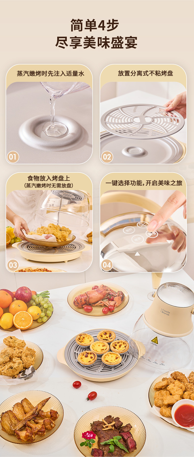 康宁/WORLD KITCHEN 全景可视空气炸锅+波点8件套