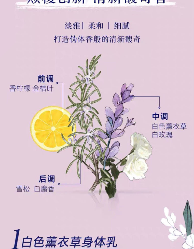 欧舒丹/L&apos;OCCITANE 白色薰衣草身体护理三件套（250ML+250ML+30ML）