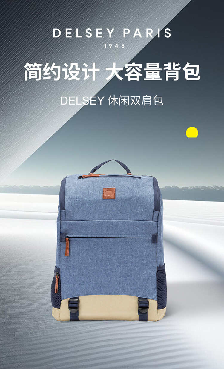 DELSEY 戴乐世休闲电脑双肩包约16L 蓝色00001560002