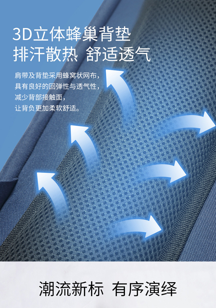 DELSEY 戴乐世箱式开合三隔层背包约24L 蓝色70371760022