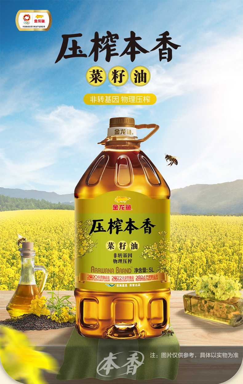 金龙鱼 压榨本香非转基因菜籽油5L