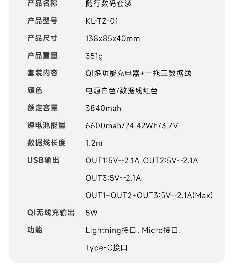 Only&amp;Home 随行数码套装 KL-TZ-01